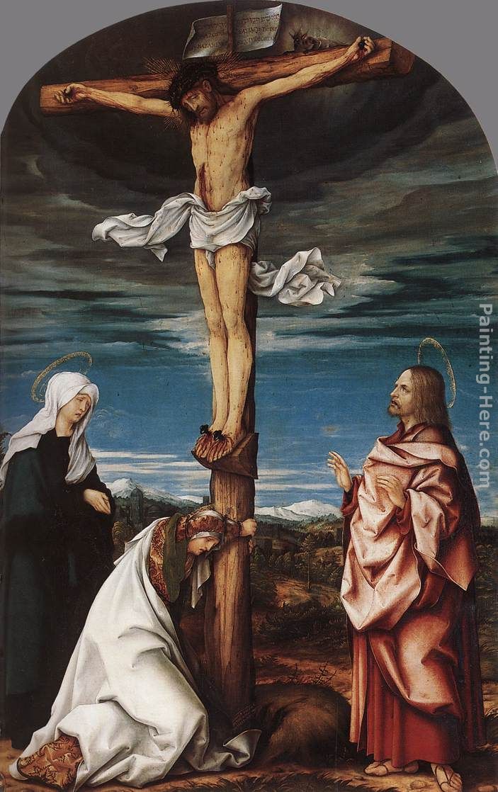 Crucifix with Mary, Mary Magdalen and St John the Evangelist painting - Hans the elder Burgkmair Crucifix with Mary, Mary Magdalen and St John the Evangelist art painting